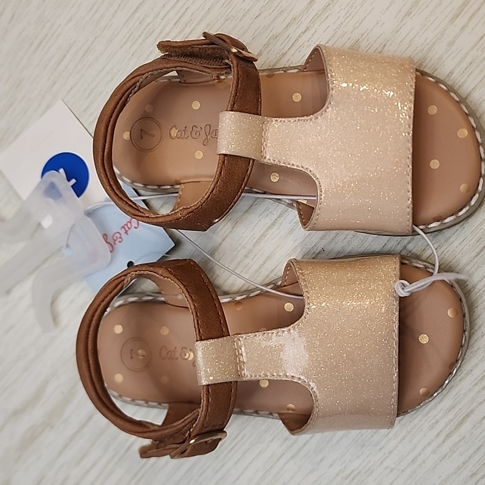 Cat & Jack Kids Glitter Sandals - Gold and Tan